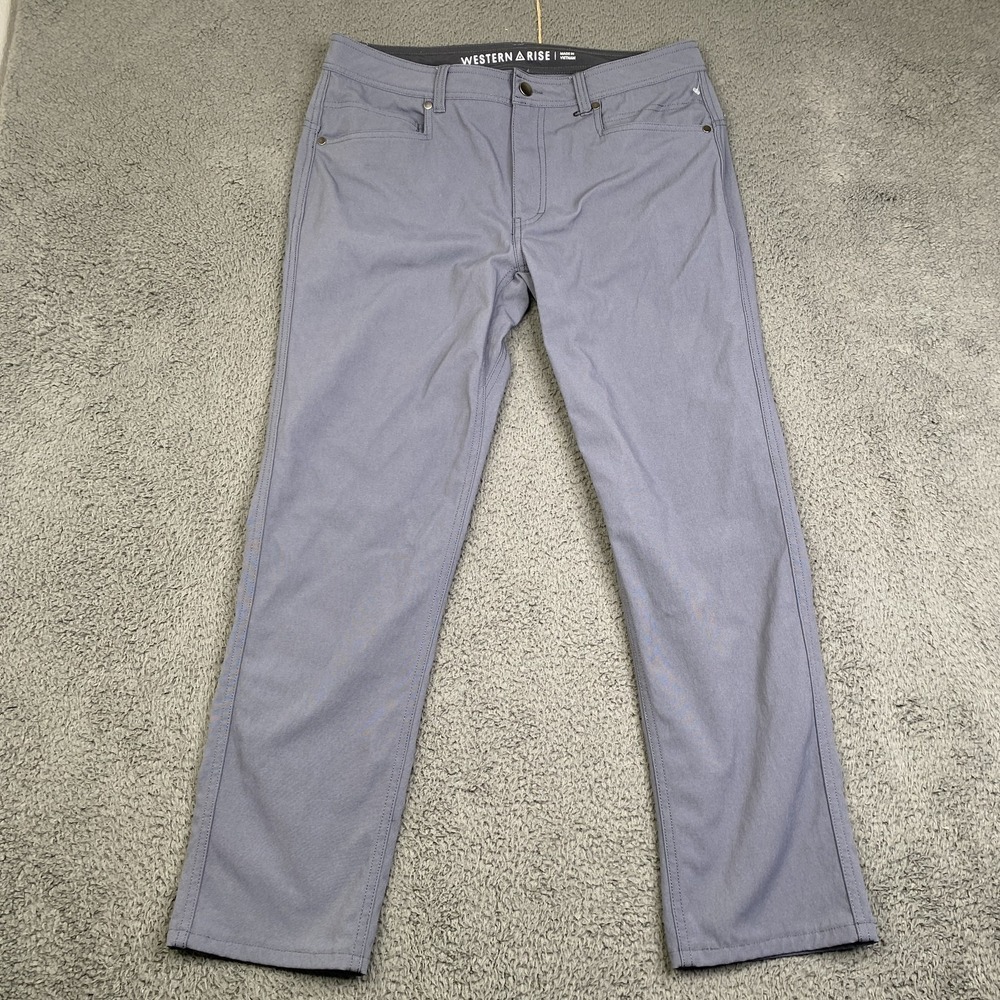Western Rise Pants Mens 32 Gray Stretch Nylon Spandex Performance Travel Outdoor